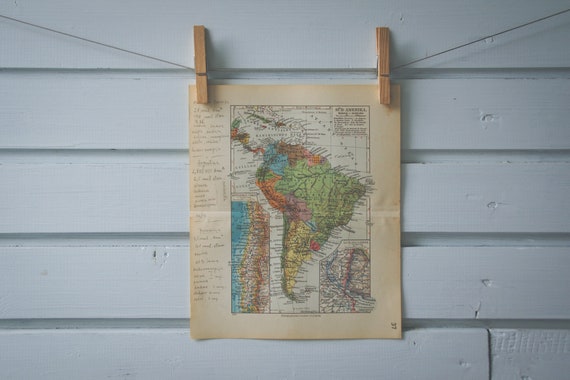 1936 Vintage South America Map