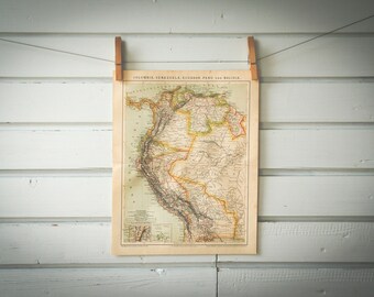 1887 Vintage Map of Colombia, Venezuela, Ecuador & Peru
