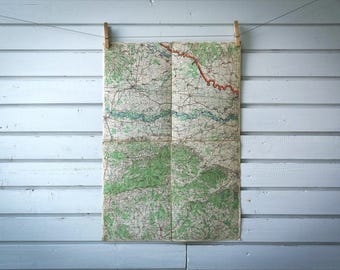 1930s Vintage North Croatia & Southeast Hungary Map