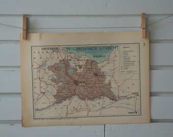 1941 Vintage Map of Dutch Utrecht Province