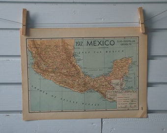 1941 Vintage South Mexico Map