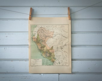 1928 Vintage Map of Peru