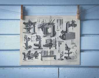 1882 Vintage Drilling Lithograph Illustration