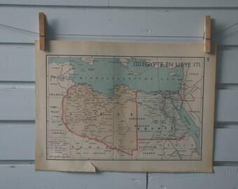 1941 Vintage Egypt & Libya Map
