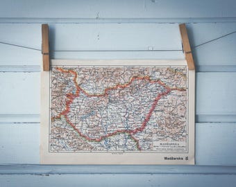 1938 Vintage Hungary Map