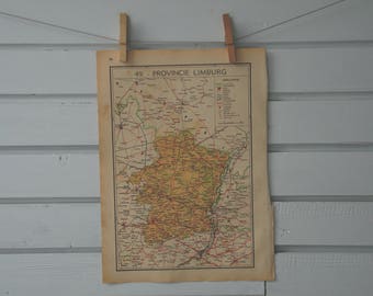 1941 Vintage Map of Limburg Province of Belgium