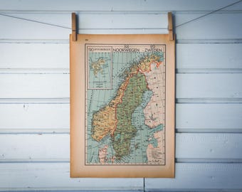 1941 Vintage Scandinavia Map