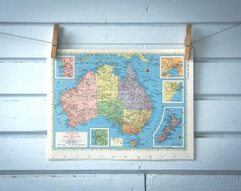1957 Vintage Map of Australia