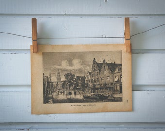 1890 Vintage Alkmaar Lithograph Illustration