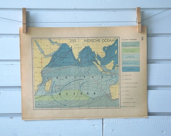 1941 Vintage Map of the Indian Ocean