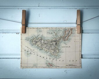1895 Vintage Map of Sicily