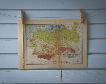 1946 Vintage Central Europe Map