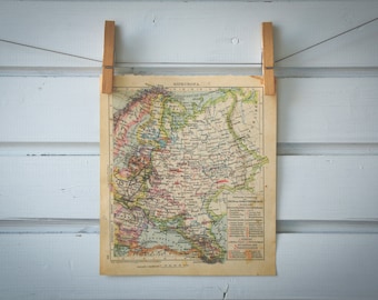 1929 Vintage Map of Russia