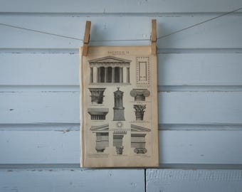 1887 Vintage Ancient Greek Architecture Lithograph Illustration
