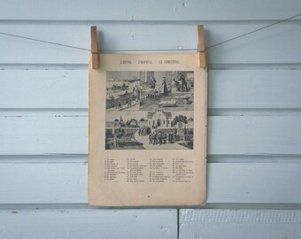 1914 Vintage Hospital & Cemetery Illustration