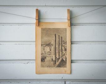 1888 Vintage Macellum of Pozzuoli Lithograph Illustration