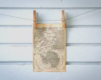 1956 Vintage Polar Regions Map