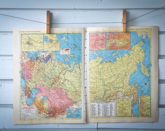 1956 Vintage Map of Russia