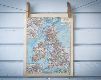 1931 Vintage Map of United Kingdom & Ireland