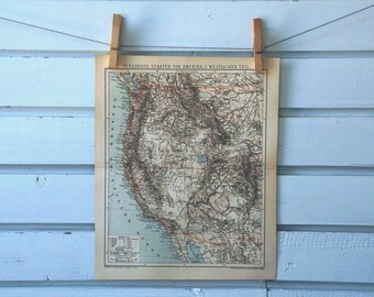 1894 Vintage West USA Map