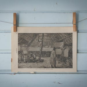1897 Vintage Alaska Natives Lithograph Illustration