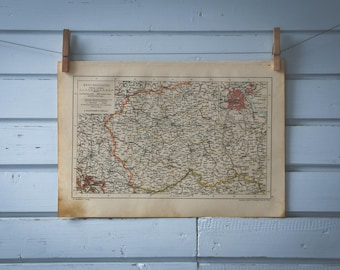 1904 Vintage Central Poland Map