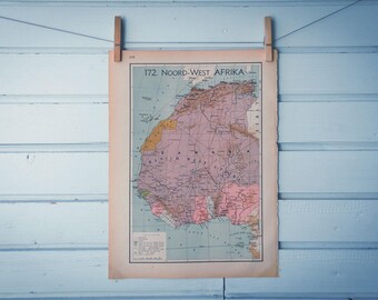 1941 Vintage Northwest Africa Map