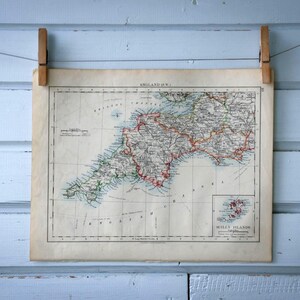 Carte vintage du sud-ouest de l'Angleterre, 1904