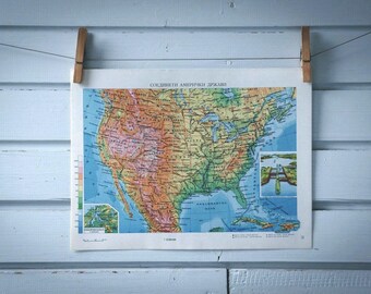 1970 Vintage USA Map