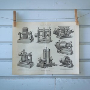 1907 Vintage Electric Appliances Lithograph Illustration