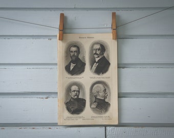 1907 Vintage Otto von Bismarck Lithograph Illustration