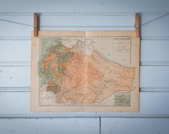 1937 Vintage Ecuador Map