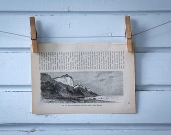 1892 Vintage Møns Klint Lithograph Illustration