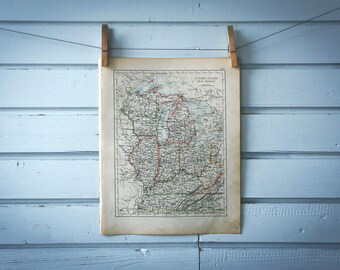 1901 Vintage East North Central USA Map