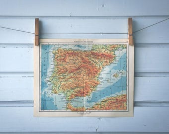 1965 Vintage Map of Spain