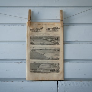 1887 Vintage Steam Tractor Lithograph Illustration