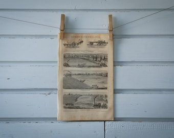 1887 Vintage Steam Tractor Lithograph Illustration
