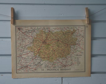 1941 Vintage Map of Belgium Brabant Provinces