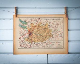1941 Vintage Map of Belgium Antwerp Province