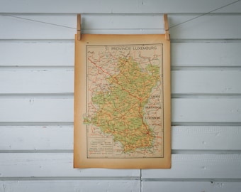 1941 Vintage Map of Luxembourg Province of Belgium