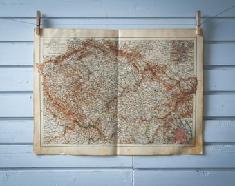 1904 Vintage Czech Republic Map