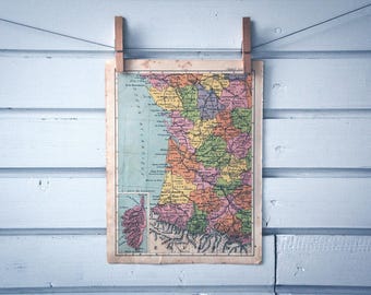 1936 Vintage Southwest France Map