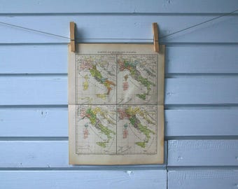 1890 Vintage History of Italy Map