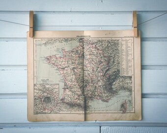 1886 Vintage Map of France