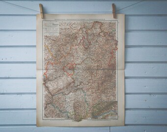 1906 Vintage Central Germany Map