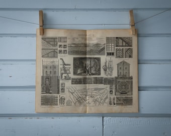 1887 Vintage Mining Lithograph Illustration