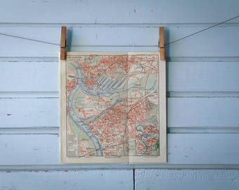1907 Vintage Duisburg Map