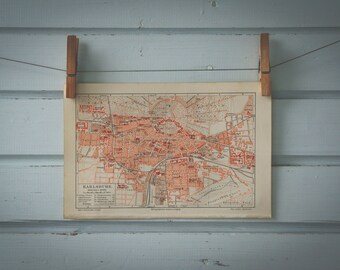 1907 Vintage Karlsruhe Map