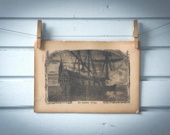 1900s Vintage Burial at Sea Illustration
