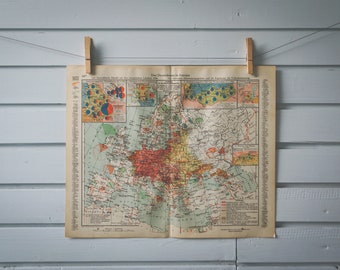 1928 Vintage Map of Germans in Europe